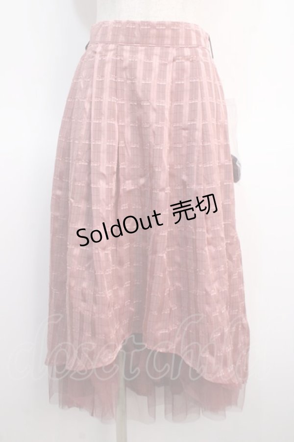 画像1: 【SALE】axes femme POETIQUE / シアーチェックロングスカート M ピンク Y-25-04-21-101-AX-SK-SZ-ZT188 (1)