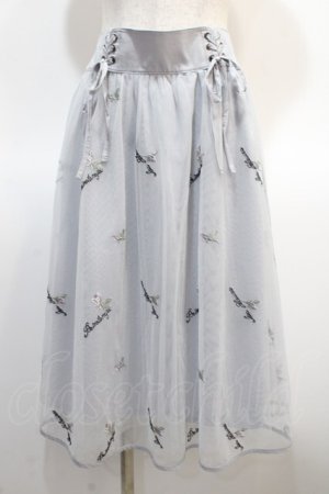 画像: axes femme POETIQUE / メッセージ刺繍チュールスカート M サックス Y-25-04-21-112-AX-SK-SZ-ZY
