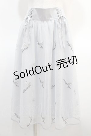 画像: axes femme POETIQUE / メッセージ刺繍チュールスカート M サックス Y-25-04-21-112-AX-SK-SZ-ZY