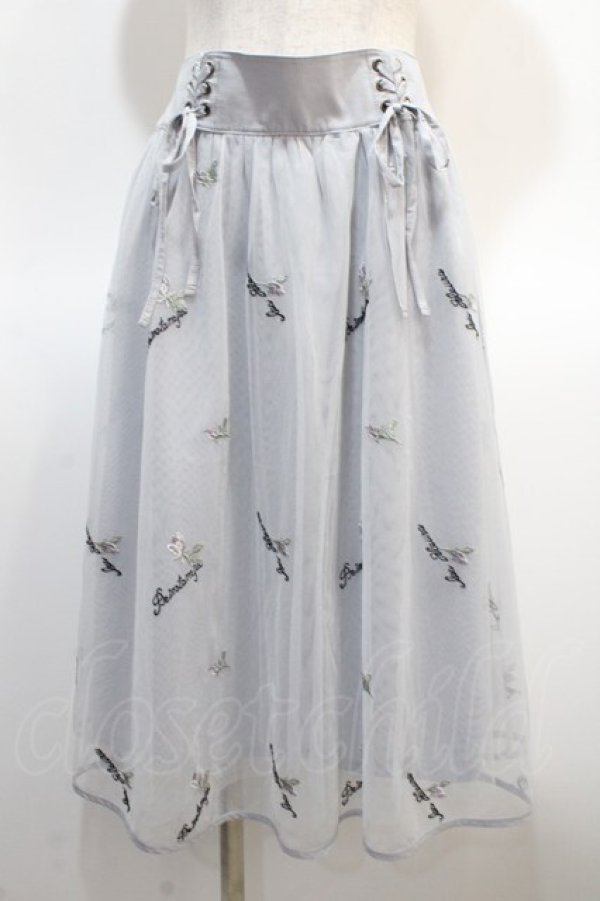 画像1: axes femme POETIQUE / メッセージ刺繍チュールスカート M サックス Y-25-04-21-112-AX-SK-SZ-ZY (1)