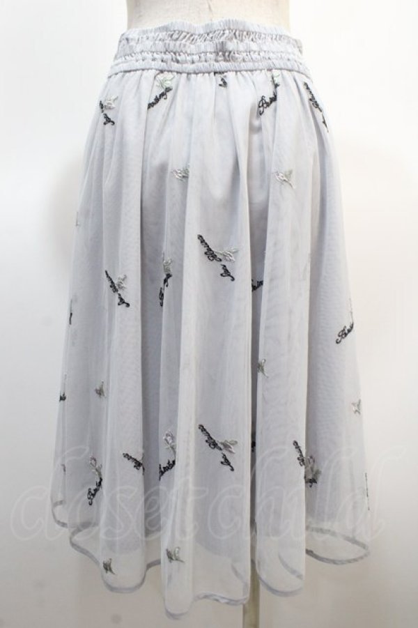 画像2: axes femme POETIQUE / メッセージ刺繍チュールスカート M サックス Y-25-04-21-112-AX-SK-SZ-ZY (2)