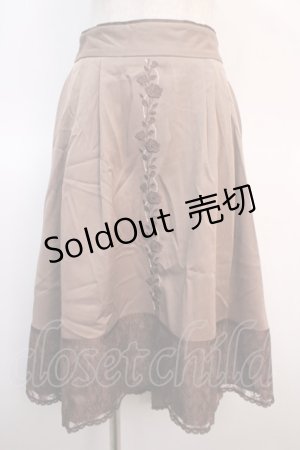 画像: axes femme / 薔薇刺繍バイカラースカート F ブラウン Y-25-04-21-126-AX-SK-SZ-ZY