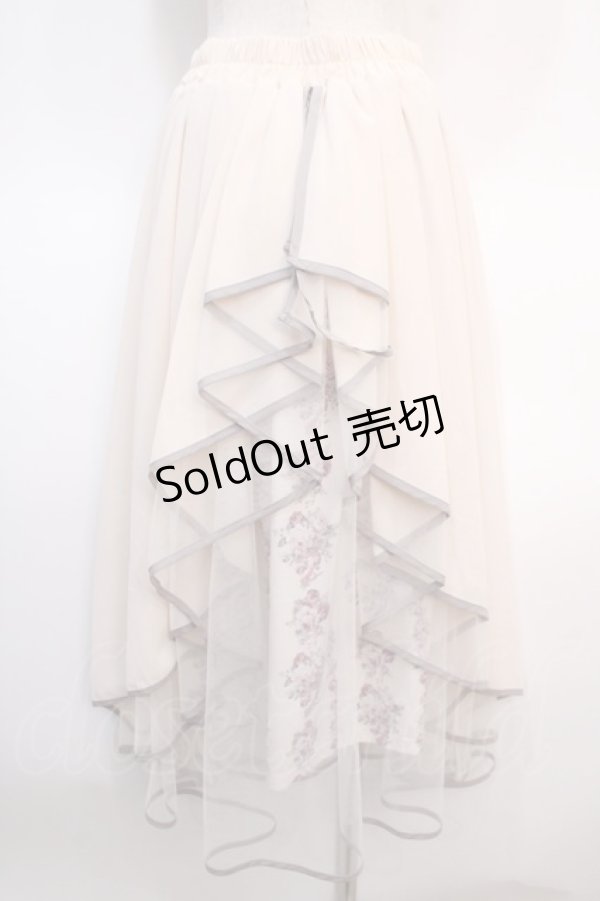画像2: axes femme POETIQUE / リボン花柄バックフリルスカート  キナリ Y-25-04-21-131-AX-SK-SZ-ZY (2)