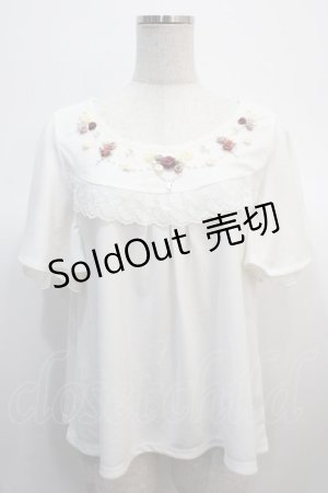 画像: axes femme / ローズガーデンフリル袖プルオーバー  白 Y-25-04-21-015-AX-TO-SZ-ZY