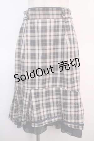 画像: axes femme / チェックフィッシュテールスカート F 紺 Y-25-04-21-137-AX-SK-SZ-ZT179
