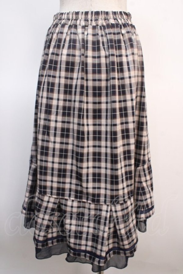 画像2: axes femme / チェックフィッシュテールスカート F 紺 Y-25-04-21-137-AX-SK-SZ-ZY (2)