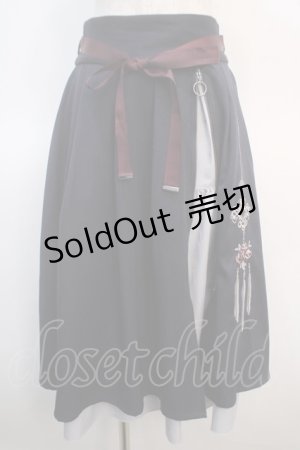 画像: axes femme / チャイナ刺繍ジップ付スカート  紺 Y-25-04-21-139-AX-SK-SZ-ZY