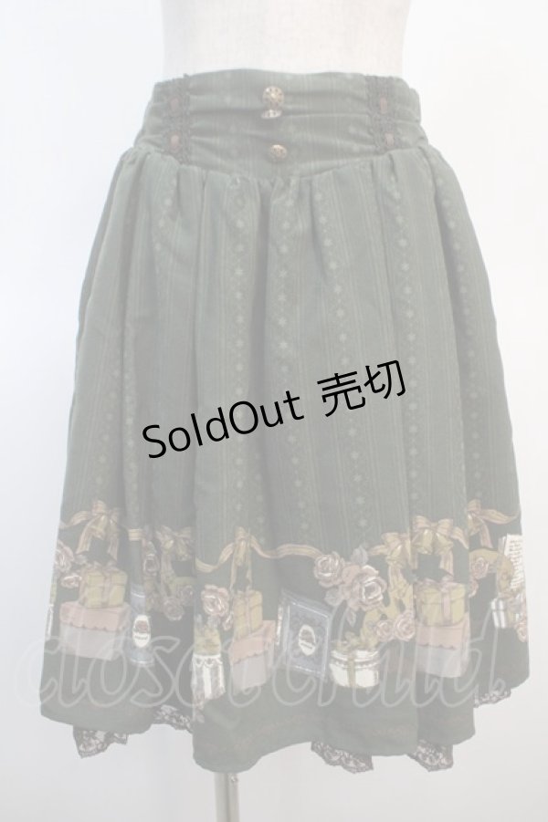 画像1: axes femme / プレゼントBOX柄ミドルスカート M グリーン Y-25-04-21-147-AX-SK-SZ-ZY (1)