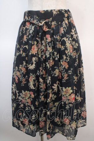 画像: axes femme / バックシャン花柄スカート M 黒 Y-25-04-21-150-AX-SK-SZ-ZY
