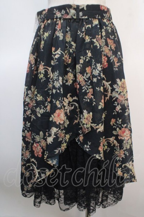 画像2: axes femme / バックシャン花柄スカート M 黒 Y-25-04-21-150-AX-SK-SZ-ZY (2)