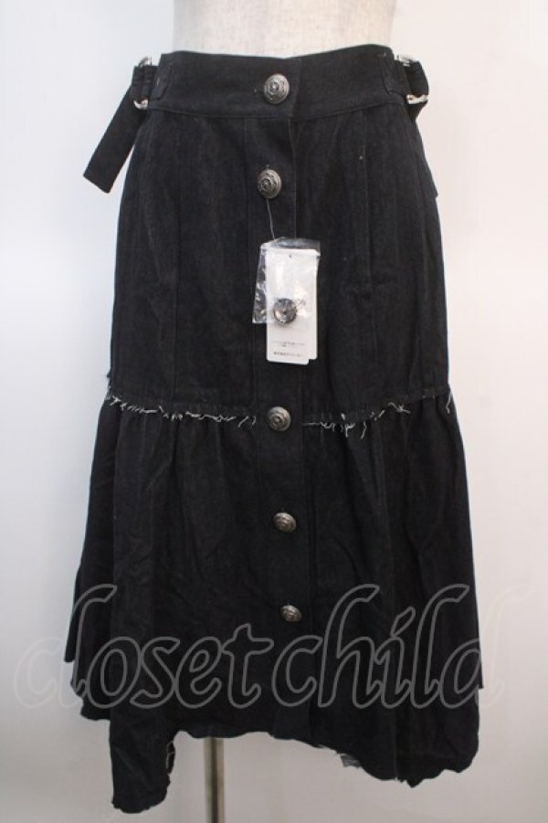 画像1: axes femme NOSTALGIE / イレヘムデザインデニムスカート F 黒 Y-25-04-21-157-AX-SK-SZ-ZY (1)