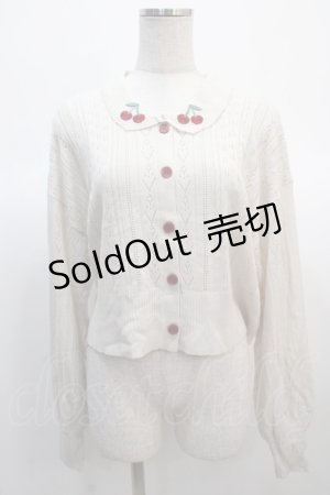 画像: axes femme POETIQUE / チェリー刺繍衿付きニットカーデ  キナリ Y-25-04-21-019-AX-TO-SZ-ZY