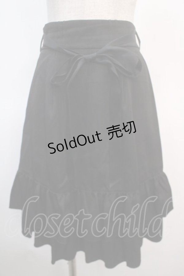 画像1: axes femme POETIQUE / リボン付バックフリルスカート M 黒 Y-25-04-21-170-AX-SK-SZ-ZY (1)