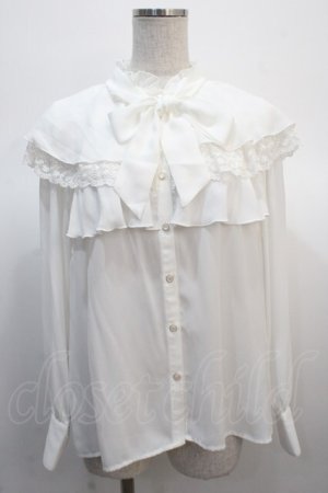 画像: axes femme POETIQUE / ケープデザインフリルブラウス  白 Y-25-04-21-030-AX-BL-SZ-ZY