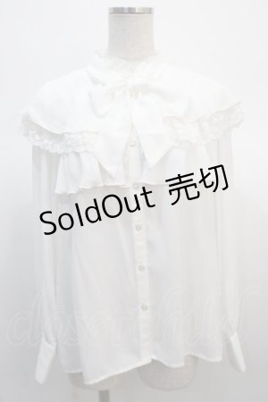 画像: axes femme POETIQUE / ケープデザインフリルブラウス  白 Y-25-04-21-030-AX-BL-SZ-ZY