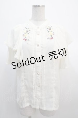 画像: axes femme / ミックスフルーツ刺繍ブラウス  キナリ Y-25-04-21-032-AX-BL-SZ-ZY
