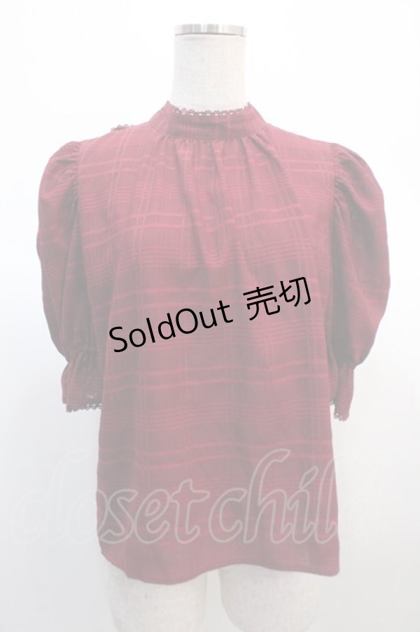 画像1: axes femme POETIQUE / シアーチェックボウタイブラウス  赤 Y-25-04-21-035-AX-BL-SZ-ZY (1)