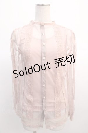 画像: axes femme / プチスタンドレーシーブラウス  ピンク Y-25-04-21-039-AX-BL-SZ-ZY