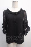 画像1: axes femme / レース×リボン袖プルオーバー M 黒 Y-25-04-21-042-AX-TO-SZ-ZY (1)