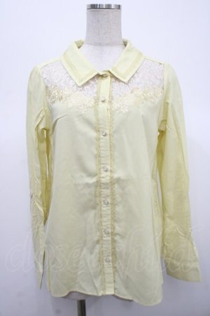 画像: axes femme / 刺繍デザインシャツブラウス M イエロー Y-25-04-23-045-AX-BL-SZ-ZY