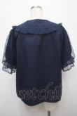 画像2: axes femme kawaii / ドットチュール半袖ブラウス M 紺 Y-25-04-23-046-AX-BL-SZ-ZY (2)