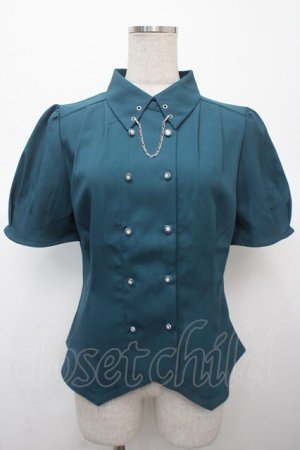 画像: axes femme / コルセット風ダブルボタンブラウス F Bグリーン Y-25-04-23-048-AX-BL-SZ-ZY