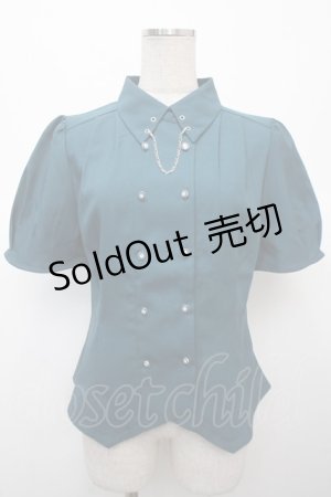 画像: axes femme / コルセット風ダブルボタンブラウス F Bグリーン Y-25-04-23-048-AX-BL-SZ-ZY