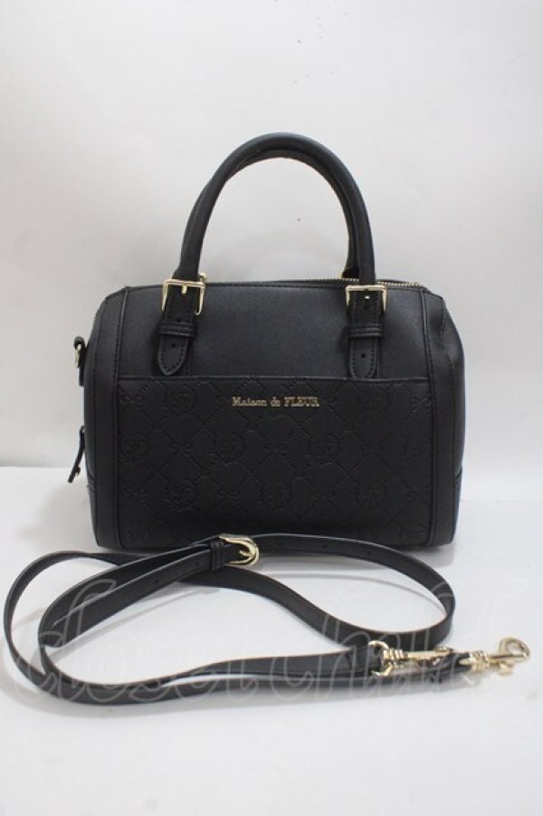 画像1: Maison de FLEUR / モノグラムポケットボストンショルダーバッグ F ブラック Y-25-04-23-005-LO-BG-SZ-ZY (1)