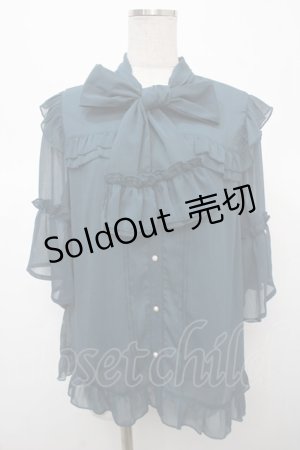画像: axes femme / シアーフリルボータイブラウス F Bグリーン Y-25-04-23-049-AX-BL-SZ-ZY