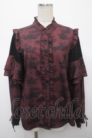 画像: axes femme / トワルドジュイ風線画ブラウス F ワイン Y-25-04-23-052-AX-BL-SZ-ZY