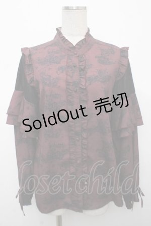 画像: axes femme / トワルドジュイ風線画ブラウス F ワイン Y-25-04-23-052-AX-BL-SZ-ZY