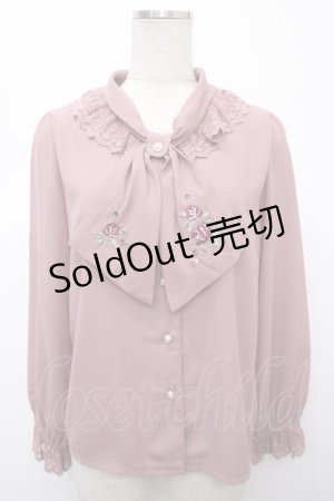 画像: axes femme / アンティークローズ刺繍ブラウス F ピンク Y-25-04-23-053-AX-BL-SZ-ZY