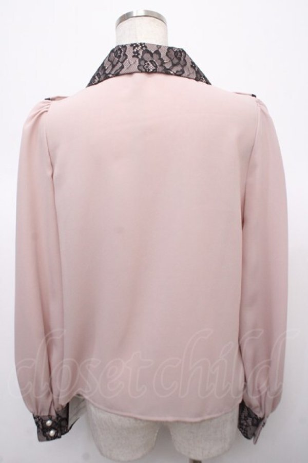 画像2: Ank Rouge / ヨークフリル配色ブラウス M ピンク Y-25-04-23-056-CA-BL-SZ-ZY (2)