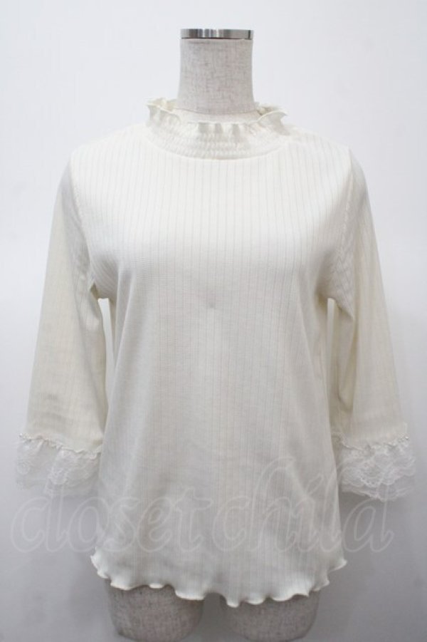 画像1: axes femme / レース重ねデザイン袖プルオーバー  生成り Y-25-04-23-063-AX-TO-SZ-ZY (1)