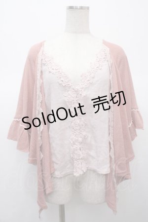 画像: axes femme / レース重ねドルマンカーディガン M ピンク Y-25-04-23-073-AX-TO-SZ-ZY