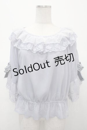 画像: axes femme / リボン付楊柳シフォンプルオーバー F サックス Y-25-04-23-078-AX-TO-SZ-ZY