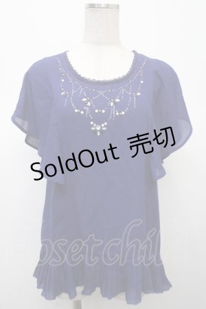 画像: axes femme / ドレープ袖ブラウジングブラウス  紺 Y-25-04-23-080-AX-TO-SZ-ZY