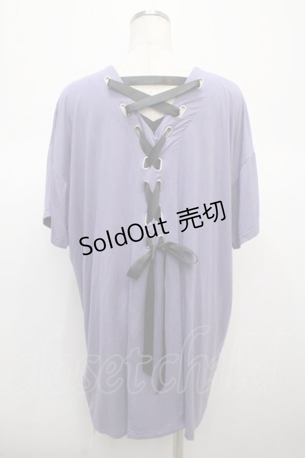 画像2: axes femme POETIQUE / レースアップビックTシャツ  ラベンダー Y-25-04-23-083-AX-TO-SZ-ZI (2)