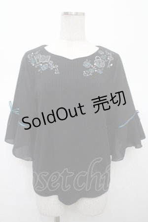 画像: axes femme / 鍵×本刺繍チューリップ袖プルオーバー F 黒 Y-25-04-23-085-AX-TO-SZ-ZT176