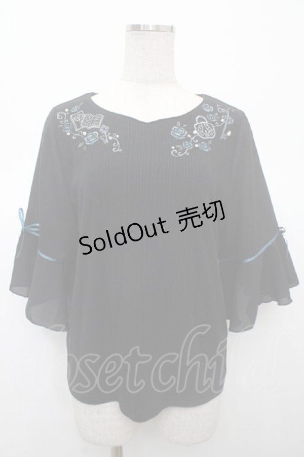 画像1: axes femme / 鍵×本刺繍チューリップ袖プルオーバー F 黒 Y-25-04-23-085-AX-TO-SZ-ZT176 (1)