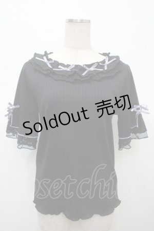画像: axes femme / リボン×レース×フリルプルオーバー F 黒 Y-25-04-23-086-AX-TO-SZ-ZI