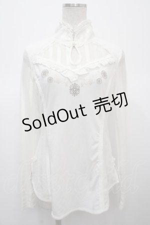 画像: Ozz oneste / レース切替チャイナブラウス  アイボリー Y-25-04-23-092-OO-BL-SZ-ZY