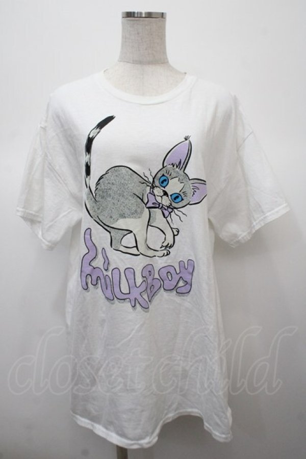 画像1: MILKBOY / CAT T-SHIRTS L ホワイト Y-25-04-23-093-MB-TS-SZ-ZY (1)