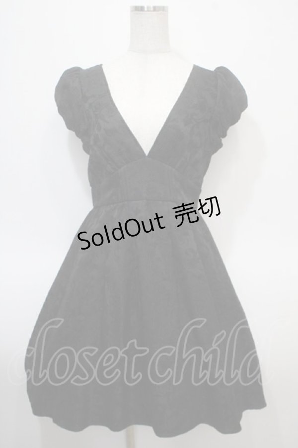画像1: axes femme POETIQUE / フラワージャカードワンピース M 黒 Y-25-04-23-121-AX-OP-SZ-ZY (1)
