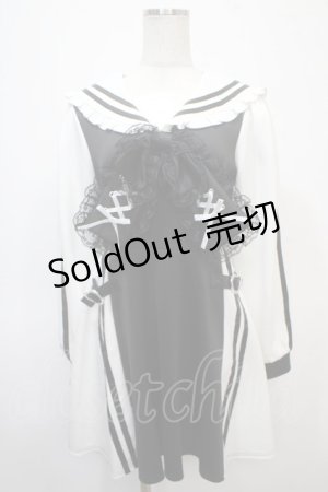 画像: Ank Rouge / ジャージセーラーワンピース M 黒 Y-25-04-23-128-CA-OP-SZ-ZY