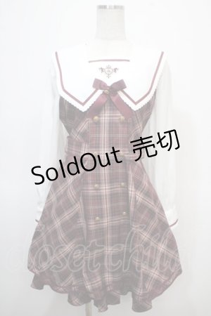 画像: Amavel / Classical Confection チェックセーラーワンピース F ボルドー Y-25-04-23-129-CA-OP-SZ-ZY