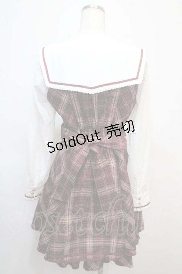 画像2: Amavel / Classical Confection チェックセーラーワンピース F ボルドー Y-25-04-23-129-CA-OP-SZ-ZY (2)