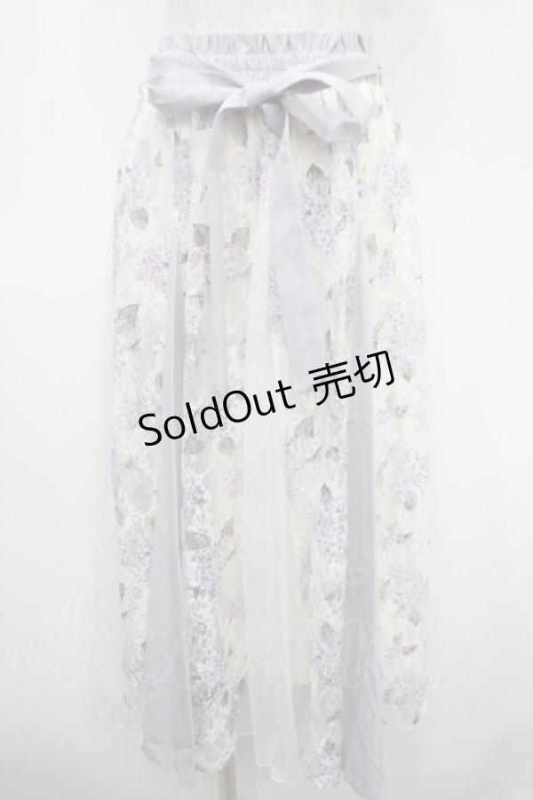 画像1: axes femme / 紫陽花プリントレーススカート F ラベンダー Y-25-04-23-144-AX-SK-SZ-ZY (1)