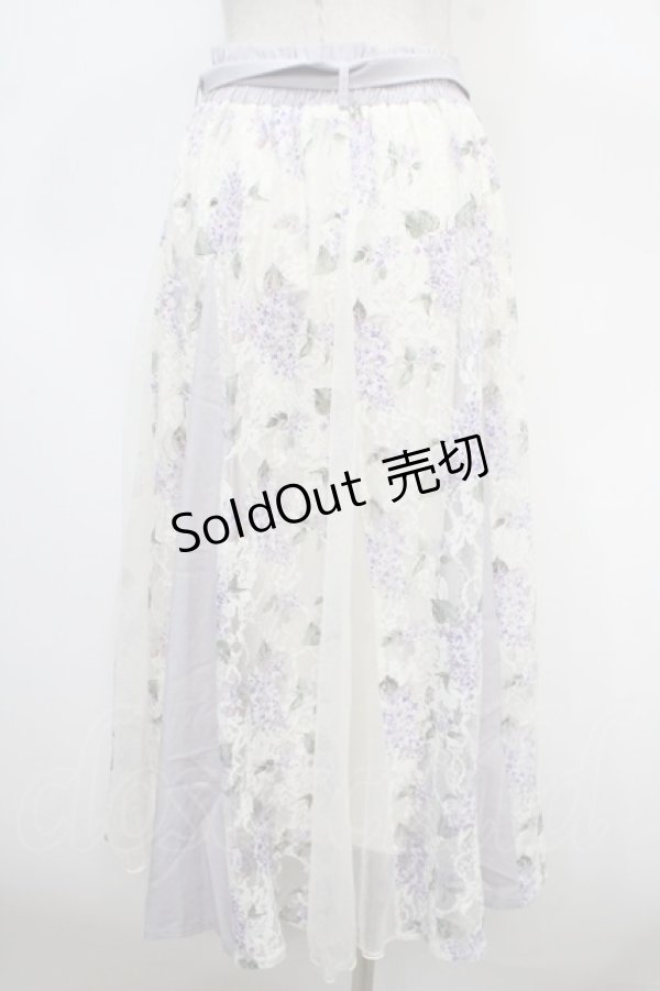 画像2: axes femme / 紫陽花プリントレーススカート F ラベンダー Y-25-04-23-144-AX-SK-SZ-ZY (2)