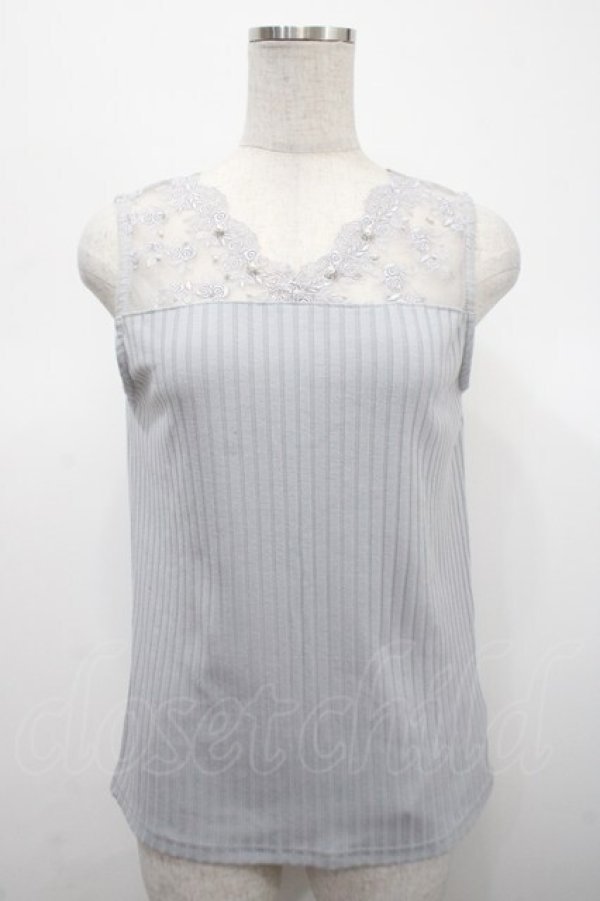 画像1: axes femme / 繊細レースタンクトップ M グレー Y-25-04-23-021-AX-TO-SZ-ZY (1)